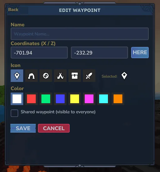 Editing a waypoint